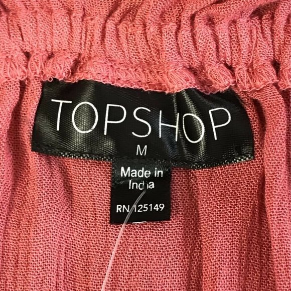 Topshop Romper Playsuit Pink Ruched Off Shoulder M - Picture 5 of 8
